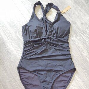 NWT Shapellx V Neck Twist Front One Piece Swimsuit